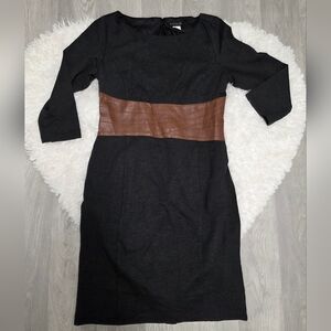 NWT Venus Grey Sheath Dress with Leather Waist - Size 10